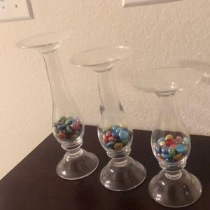 PartyLite set of 3 glass candle holders